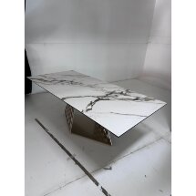 Стол ENNA 220 KL-188 Контрастный мрамор матовый, итальянская керамика/ каркас цвета шампань, ®DISAUR