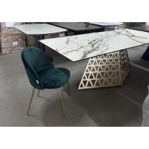 Стол ENNA 220 KL-188 Контрастный мрамор матовый, итальянская керамика/ каркас цвета шампань, ®DISAUR