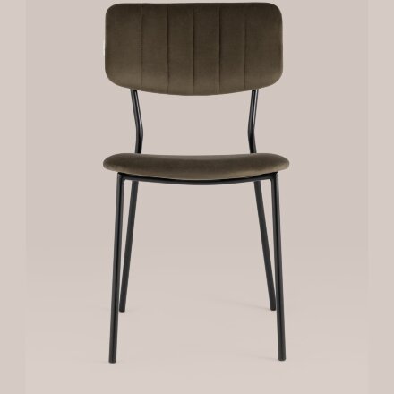 Стул Stool Group для кухни Бандо велюр коричневый черные ножки из металла 