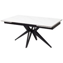 Стол FORIO 160 MATT WHITE MARBLE SOLID CERAMIC / BLACK, ®DISAUR