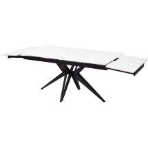 Стол FORIO 160 MATT WHITE MARBLE SOLID CERAMIC / BLACK, ®DISAUR