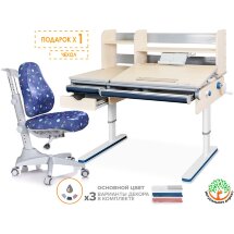 Комплект Mealux парта Montreal Multicolor   кресло Match  арт. BD-670 TG/MC   Y-528 F  - столешница беленый дуб; обивка кресла синяя с мячиками  коробок-4 шт.