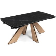 Керамический стол Шаннон 180(240)х90х79 черный мрамор / дуб монтана