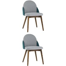 Комплект из двух стульев Stool Group HELGA светло-серый/бирюзовый обеденный