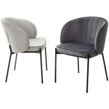 Стул DIANA BLUVEL-03 LIGHT GREY, велюр / черный каркас М-City