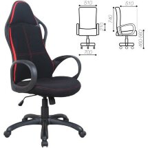 Кресло офисное BRABIX PREMIUM &quot;Force EX-516&quot;, ткань, черное/вставки красные, 531571