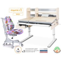 Комплект Mealux парта Montreal Multicolor   кресло Match  арт. BD-670 TG/MC   Y-528 GL  - столешница беленый дуб; обивка кресла фиолетовая с девочками  коробок-4 шт.