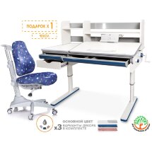 Комплект Mealux парта Montreal Multicolor   кресло Match  арт. BD-670 W/MC   Y-528 F  - столешница белая; обивка кресла синяя с мячиками  коробок-4 шт.