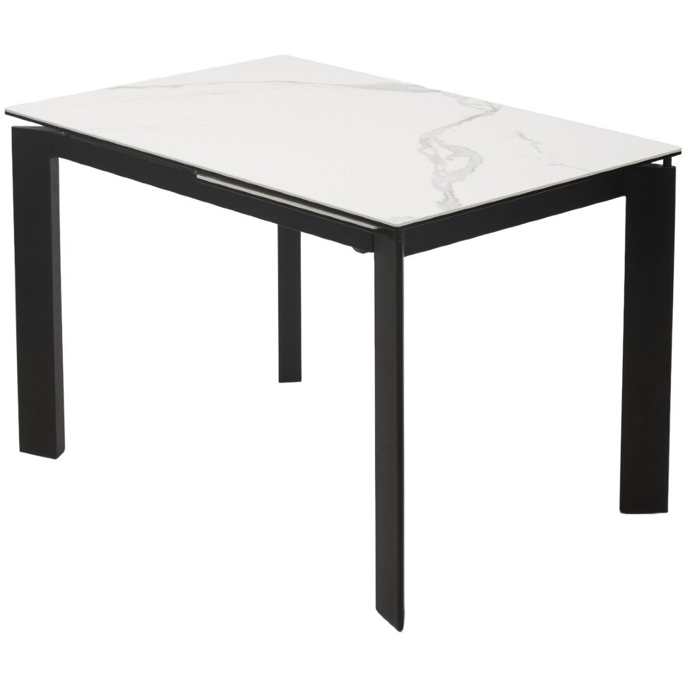 Стол CORNER 120 HIGH GLOSS STATUARIO керамика, стекло/ черный каркас, ®DISAUR Стол CORNER 120 HIGH GLOSS STATUARIO керамика, стекло/ черный каркас, ®DISAUR