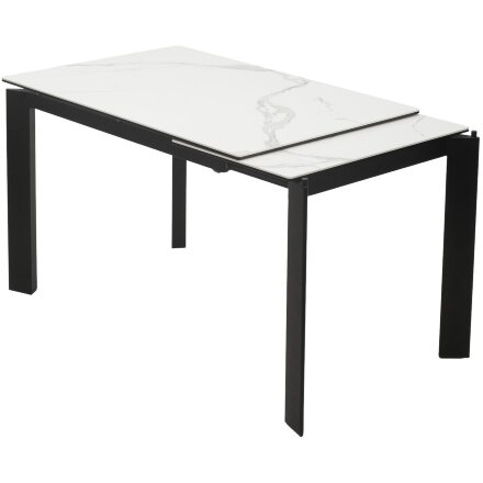 Стол CORNER 120 HIGH GLOSS STATUARIO керамика, стекло/ черный каркас, ®DISAUR 