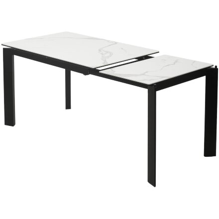 Стол CORNER 120 HIGH GLOSS STATUARIO керамика, стекло/ черный каркас, ®DISAUR 