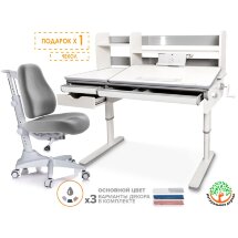 Комплект Mealux парта Montreal Multicolor   кресло Match  арт. BD-670 W/MC   Y-528 G  - столешница белая; обивка кресла серая однотонная  коробок-4 шт.