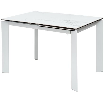 Стол CORNER 120 MATTE STATUARIO Белый мрамор матовый керамика, стекло/ белый каркас, ®DISAUR 