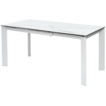 Стол CORNER 120 MATTE STATUARIO Белый мрамор матовый керамика, стекло/ белый каркас, ®DISAUR 