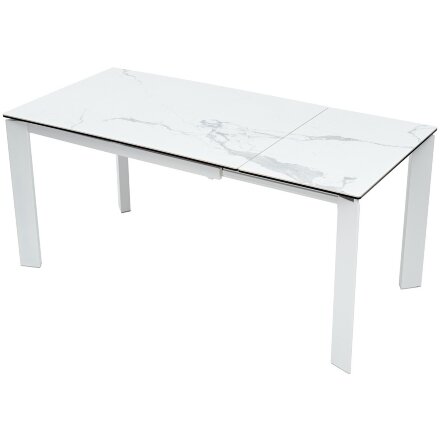 Стол CORNER 120 MATTE STATUARIO Белый мрамор матовый керамика, стекло/ белый каркас, ®DISAUR 