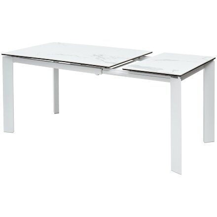 Стол CORNER 120 MATTE STATUARIO Белый мрамор матовый керамика, стекло/ белый каркас, ®DISAUR 