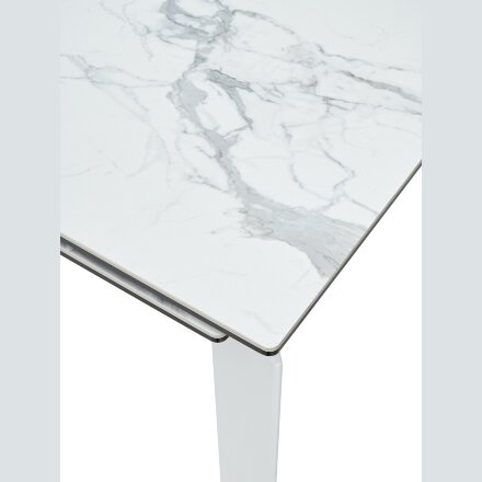 Стол CORNER 120 MATTE STATUARIO Белый мрамор матовый керамика, стекло/ белый каркас, ®DISAUR 