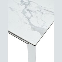 Стол CORNER 120 HIGH GLOSS STATUARIO керамика, стекло/ белый каркас, ®DISAUR