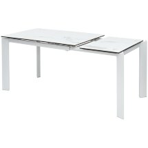 Стол CORNER 120 HIGH GLOSS STATUARIO керамика, стекло/ белый каркас, ®DISAUR