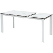 Стол CORNER 120 HIGH GLOSS STATUARIO керамика, стекло/ белый каркас, ®DISAUR
