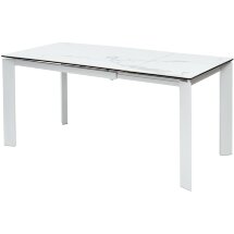 Стол CORNER 120 HIGH GLOSS STATUARIO керамика, стекло/ белый каркас, ®DISAUR