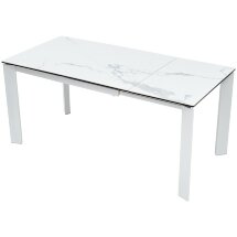 Стол CORNER 120 HIGH GLOSS STATUARIO керамика, стекло/ белый каркас, ®DISAUR