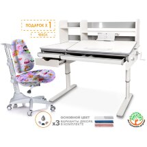 Комплект Mealux парта Montreal Multicolor   кресло Match  арт. BD-670 W/MC   Y-528 GL  - столешница белая; обивка кресла фиолетовая с девочками  коробок-4 шт.