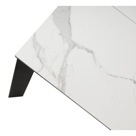 Стол CORNER 120 MATTE STATUARIO Белый мрамор матовый керамика, стекло/ черный каркас, ®DISAUR 