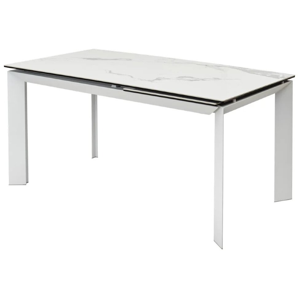 Стол CREMONA 140 HIGH GLOSS STATUARIO Белый мрамор глянцевый, керамика/ белый каркас, ®DISAUR Стол CREMONA 140 HIGH GLOSS STATUARIO Белый мрамор глянцевый, керамика/ белый каркас, ®DISAUR