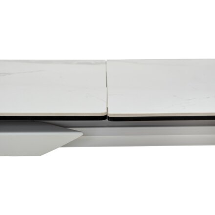 Стол CREMONA 140 HIGH GLOSS STATUARIO Белый мрамор глянцевый, керамика/ белый каркас, ®DISAUR 