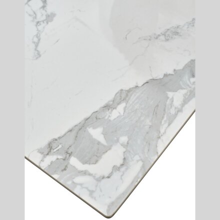 Стол CREMONA 140 HIGH GLOSS STATUARIO Белый мрамор глянцевый, керамика/ белый каркас, ®DISAUR 