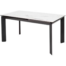 Стол CREMONA 140 HIGH GLOSS STATUARIO Белый мрамор глянцевый, керамика/ черный каркас, ®DISAUR