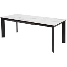 Стол CREMONA 140 HIGH GLOSS STATUARIO Белый мрамор глянцевый, керамика/ черный каркас, ®DISAUR