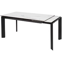 Стол CREMONA 140 HIGH GLOSS STATUARIO Белый мрамор глянцевый, керамика/ черный каркас, ®DISAUR