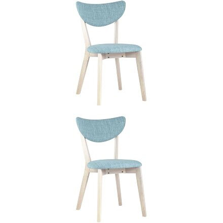 Комплект из двух стульев Stool Group SVEN голубой обеденный деревянный массив гевеи цвет беленый дуб 