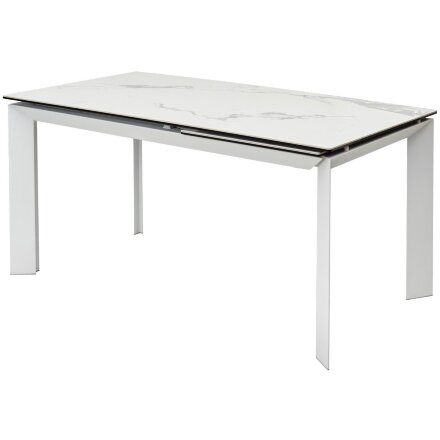 Стол CREMONA 140 MATTE STATUARIO Белый мрамор матовый, керамика/ белый каркас, ®DISAUR 
