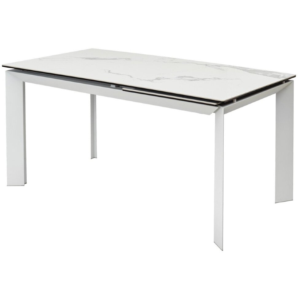 Стол CREMONA 140 MATTE STATUARIO Белый мрамор матовый, керамика/ белый каркас, ®DISAUR Стол CREMONA 140 MATTE STATUARIO Белый мрамор матовый, керамика/ белый каркас, ®DISAUR