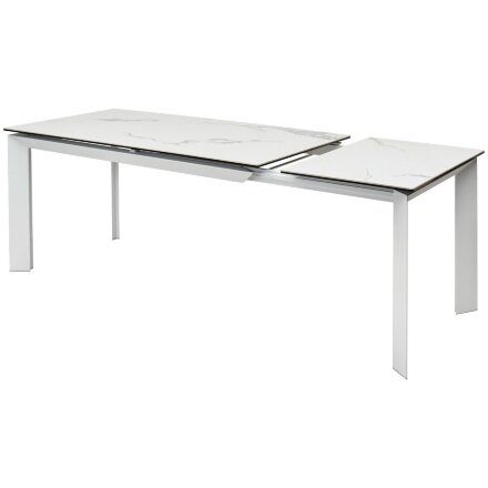 Стол CREMONA 140 MATTE STATUARIO Белый мрамор матовый, керамика/ белый каркас, ®DISAUR 