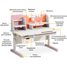 Стол с электроприводом Mealux Electro 730 WP   надстройка  арт. BD-730 WP   надстройка  - столешница белая / накладки на ножках розовые  коробок-2 шт.