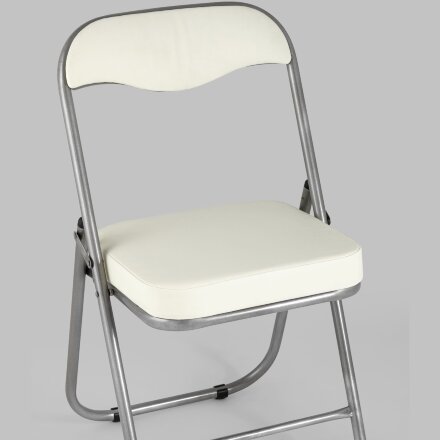 Стул складной Stool Group ДЖОН слоновая кость обивка из экокожи на хромированном каркасе из металла 