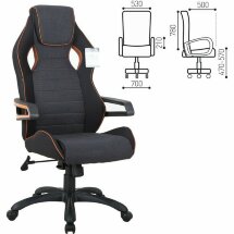 Кресло компьютерное BRABIX &quot;Techno Pro GM-003&quot;, ткань, черное/серое, вставки оранжевые, 531813