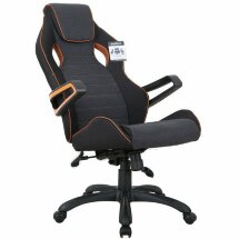 Кресло компьютерное BRABIX &quot;Techno Pro GM-003&quot;, ткань, черное/серое, вставки оранжевые, 531813