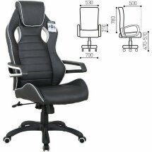 Кресло компьютерное BRABIX &quot;Techno Pro GM-003&quot;, экокожа, черное/серое, вставки серые, 531814
