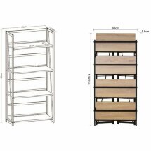 Стеллаж на металлокаркасе BRABIX &quot;LOFT SH-001&quot;, 600х300х1250 мм, складной, цвет дуб антик, 641229