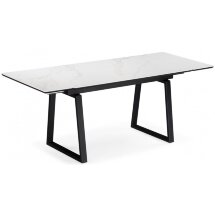 Керамический стол Джек 140(200)х80 белый мрамор alpin white / черный