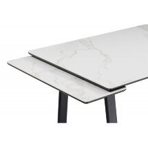 Керамический стол Джек 140(200)х80 белый мрамор alpin white / черный