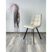 Стул CHILLI SQUARE HK017-02 серо-бежевый, PU/ черный каркас М-City