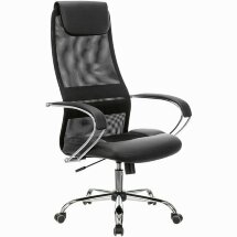 Кресло офисное BRABIX PREMIUM &quot;Stalker EX-608 CH&quot;, хром, ткань-сетка/кожзам, черное, 532091