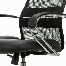 Кресло офисное BRABIX PREMIUM &quot;Stalker EX-608 CH&quot;, хром, ткань-сетка/кожзам, черное, 532091